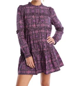 Style 1-1798150733-70 ALLISON NEW YORK Purple Size 0 Long Sleeve Keyhole Mini Cocktail Dress on Queenly