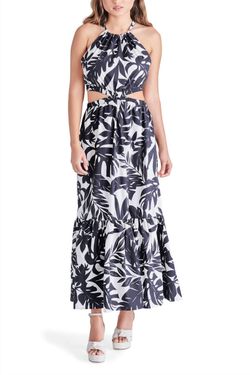 Style 1-1959964459-149 STEVE MADDEN Black Size 12 Floor Length Print Tall Height Straight Dress on Queenly