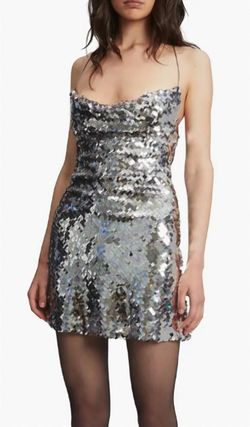 Style 1-1971071541-1498 BARDOT Silver Size 4 Mini Polyester Cocktail Dress on Queenly