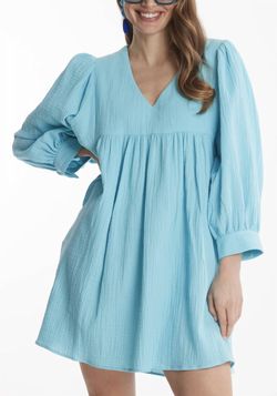 Style 1-20996268-74 Tyler Boe Blue Size 4 Long Sleeve Sleeves Pockets Cocktail Dress on Queenly