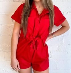 Style 1-2152180321-149 day + moon Red Size 12 Mini Jumpsuit Dress on Queenly