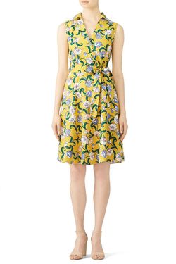 Style 1-2164455406-74-1 MOON RIVER Yellow Size 4 Belt High Neck Wrap Cocktail Dress on Queenly