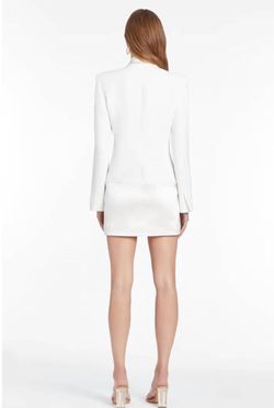 Style 1-2193251561-70 Amanda Uprichard White Size 0 Blazer Satin Ivory Cocktail Dress on Queenly