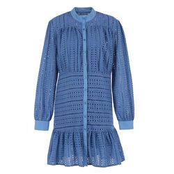 Style 1-2251953637-74 THE SHIRT Blue Size 4 Mini Ruffles High Neck Cocktail Dress on Queenly