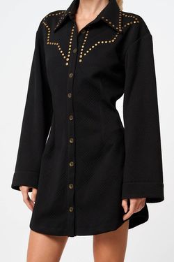 Style 1-228825151-149 CIEBON Black Size 12 Pockets Studded High Neck Plus Size Cocktail Dress on Queenly