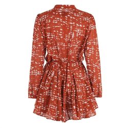 Style 1-2296834537-1691 THE SHIRT Red Size 16 Belt Long Sleeve Mini Cocktail Dress on Queenly