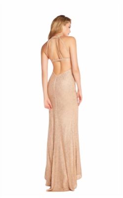 Style 1-2297743782-649 ALYCE PARIS Nude Size 2 Floor Length Halter Straight Dress on Queenly