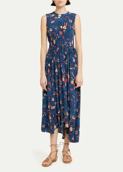 Style 1-2319744642-1498 Ulla Johnson Blue Size 4 Pattern Pockets Keyhole Cocktail Dress on Queenly