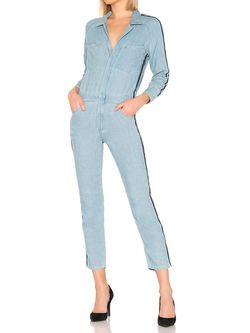 Style 1-2652852068-70 Mother Blue Size 0 1-2652852068-70 Pockets Jumpsuit Dress on Queenly