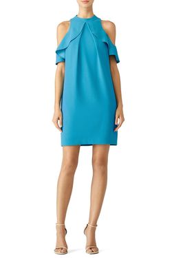Style 1-2696720046-649-1 Trina Turk Blue Size 2 Polyester Tall Height Sleeves Cocktail Dress on Queenly