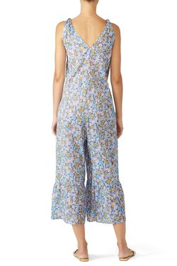 Style 1-2828922874-5655-1 M.i.h Jeans Blue Size 4 Floral Print Belt Jumpsuit Dress on Queenly