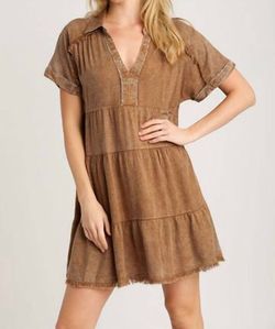 Style 1-284683301-892 umgee Brown Size 8 Spandex Polyester 1-284683301-892 Tall Height Cocktail Dress on Queenly