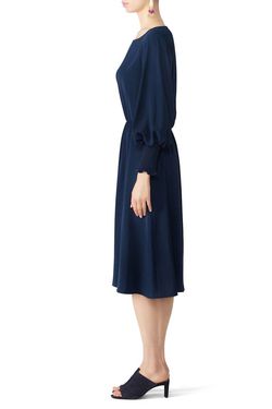 Style 1-2908414542-649-1 JAY GODFREY Blue Size 2 Long Sleeve Boat Neck 50 Off Cocktail Dress on Queenly