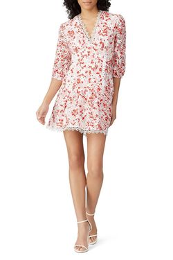 Style 1-3008588324-1691-1 La Maison Talulah White Size 16 Plus Size Floral Tall Height Mini Bridal Shower Cocktail Dress on Queenly