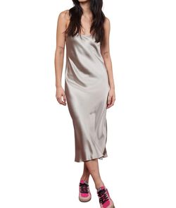 Style 1-3035917140-149 VOZ Gray Size 12 Tall Height Silk Cocktail Dress on Queenly