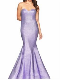 Style 1-34128929-238 FAVIANA Purple Size 12 Military Free Shipping Floor Length Tall Height Mermaid Dress on Queenly