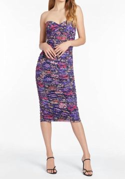 Style 1-3447816997-70 Amanda Uprichard Purple Size 0 Strapless Polyester Sheer Cocktail Dress on Queenly