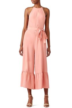 Style 1-3525189575-5657-1 Tibi Pink Size 2 Halter Tall Height Belt Jumpsuit Dress on Queenly