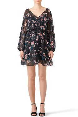 Style 1-3699502866-892-1 devlin Black Size 8 Floral Long Sleeve Cocktail Dress on Queenly