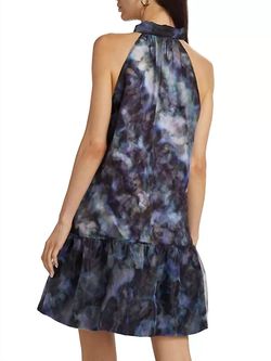Style 1-3736784835-74 Marie Oliver Blue Size 4 Print Sorority Rush Summer Halter Cocktail Dress on Queenly
