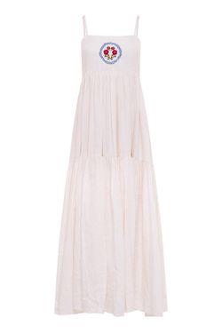 Style 1-3738586564-892 CAROLINA K White Size 8 Spaghetti Strap Tall Height Embroidery Straight Dress on Queenly
