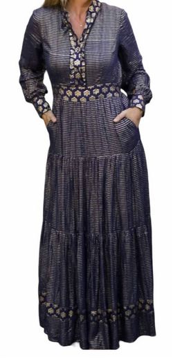 Style 1-3753719109-149 CK BRADLEY Blue Size 12 Long Sleeve Straight Dress on Queenly