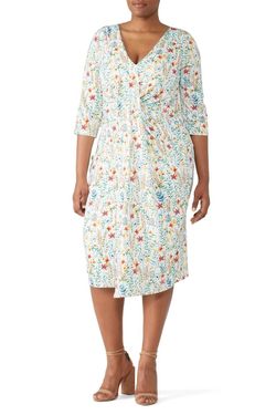 Style 1-3757373068-397-1 Jason Wu x ELOQUII White Size 14 Floral Tall Height Straight Cocktail Dress on Queenly