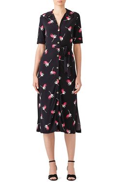 Style 1-381889039-5655-1 leota Black Size 4 Tall Height High Neck Floral Cocktail Dress on Queenly