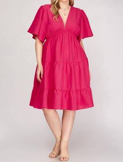 Style 1-3982835031-2454 SHE + SKY Pink Size 24 Polyester Mini Plunge Free Shipping Cocktail Dress on Queenly