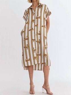 Style 1-4103304177-74 entro Brown Size 4 Print 1-4103304177-74 Polyester Sheer Pockets Cocktail Dress on Queenly