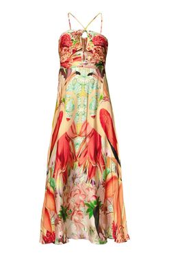 Style 1-4139594261-892 CAROLINA K Yellow Size 8 Plunge Print Cocktail Dress on Queenly