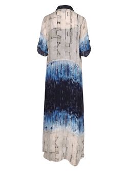 Style 1-4216935661-892 NU Denmark Blue Size 8 High Neck Print Straight Dress on Queenly