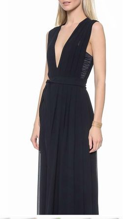 Style 1-4289797090-1901 L'Agence Black Size 6 Floor Length V Neck Tall Height Straight Dress on Queenly