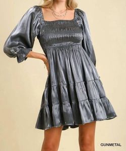 Style 1-470978731-149 umgee Gray Size 12 Mini Sleeves Cocktail Dress on Queenly