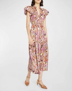 Style 1-528251896-238 Ulla Johnson Purple Size 12 Floral Sleeves 1-528251896-238 Free Shipping Cocktail Dress on Queenly