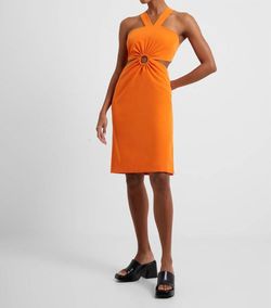 Style 1-568002672-425 FRENCH CONNECTION Orange Size 8 Polyester Halter Tall Height Cocktail Dress on Queenly