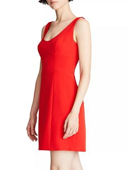 Style 1-615372338-1498 HALSTON HERITAGE Red Size 4 Jersey Free Shipping Sleeves Cocktail Dress on Queenly