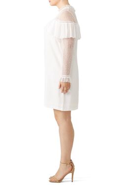 Style 1-626260930-427-1 Eloquii White Size 14 Lace Long Sleeve Tall Height Cocktail Dress on Queenly