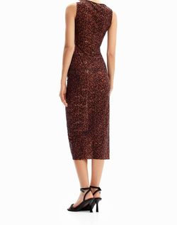 Style 1-711716797-1691 Desigual Brown Size 16 Tall Height Velvet Cocktail Dress on Queenly