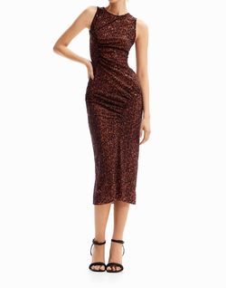 Style 1-711716797-1691 Desigual Brown Size 16 Tall Height Velvet Cocktail Dress on Queenly