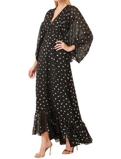 Style 1-725812168-70 Misa Los Angeles Black Size 0 V Neck Side Slit Straight Dress on Queenly