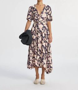 Style 1-775043655-1901 A.L.C. Blue Size 6 Navy Sleeves V Neck Floral Cocktail Dress on Queenly