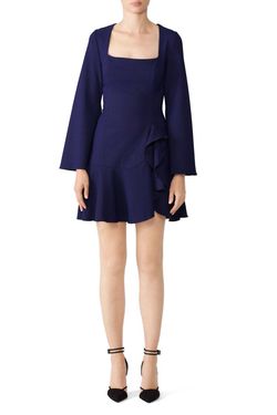 Style 1-82502066-70-1 finders keepers Blue Size 0 Long Sleeve Tall Height Cocktail Dress on Queenly