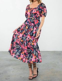 Style 1-889837128-74 THML Pink Size 4 Print Polyester 1-889837128-74 Cocktail Dress on Queenly