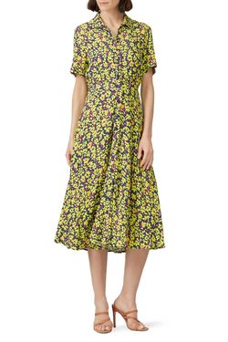 Style 1-890158108-5674-1 Nicole Miller Yellow Size 8 Mini Print Tall Height Cocktail Dress on Queenly