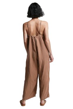 Style 1-901055518-149 NSF Brown Size 12 1-901055518-149 Floor Length V Neck Jumpsuit Dress on Queenly
