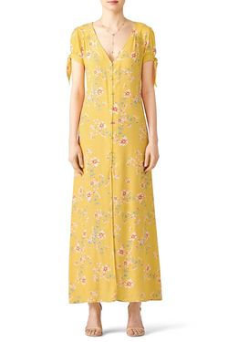 Style 1-932804573-5655-1 FLYNN SKYE Yellow Size 4 Floral Mini Straight Dress on Queenly