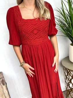 Style 1-936458674-74 DEAR JOHN DENIM Red Size 4 Free Shipping Tall Height Side slit Dress on Queenly