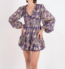 Style 1-1063277339-149 HEMANT & NANDITA Purple Size 12 Sleeves Mini Cocktail Dress on Queenly