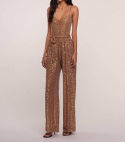 Style 1-1221562959-149 heartloom Brown Size 12 Polyester Sheer Jumpsuit Dress on Queenly